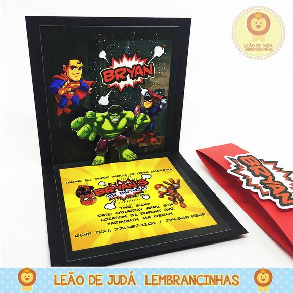 Convite Pop Up tema Vingadores