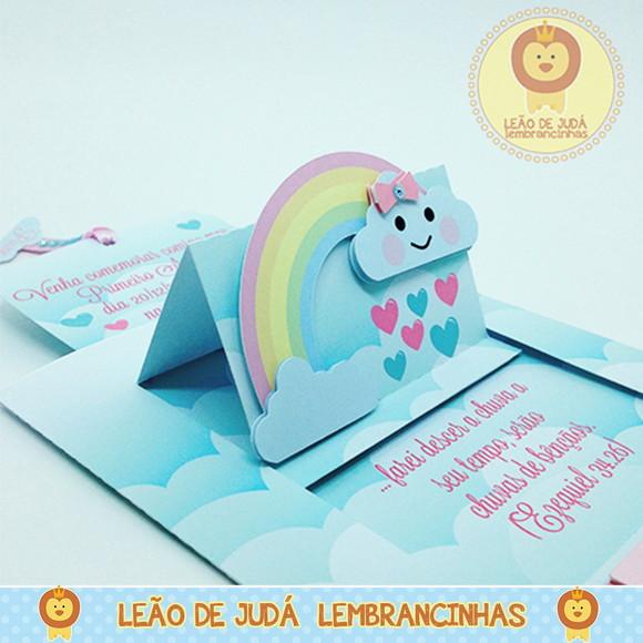 Convite Retrátil Tema Chuva De Amor