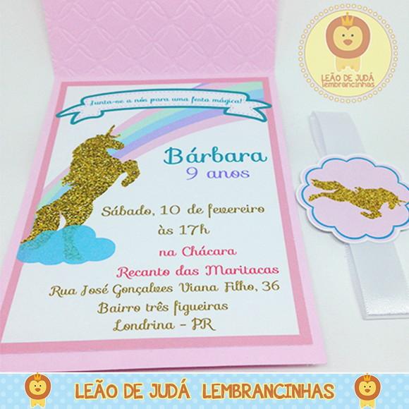 Convite Rubi tema Unicórnio