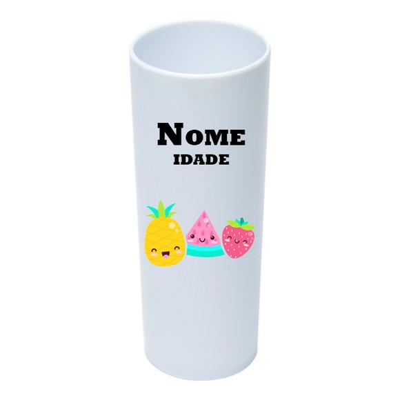 Copo Long Drink 350ml Personalizado Frutas Kawaii
