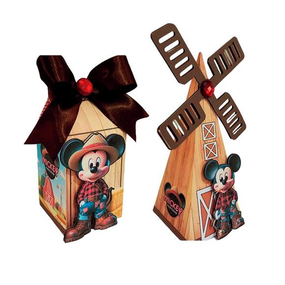 Kit 20 Caixinha Lembrancinha para Festa Mickey Fazendeiro