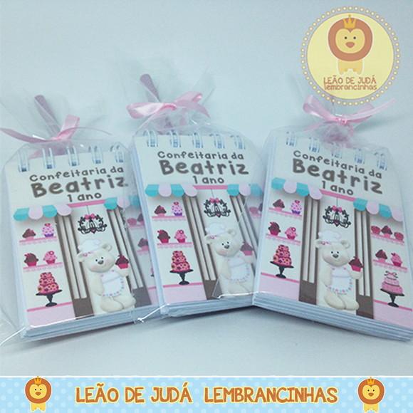 Kit bloquinho e lápis tema Ursa Confeiteira
