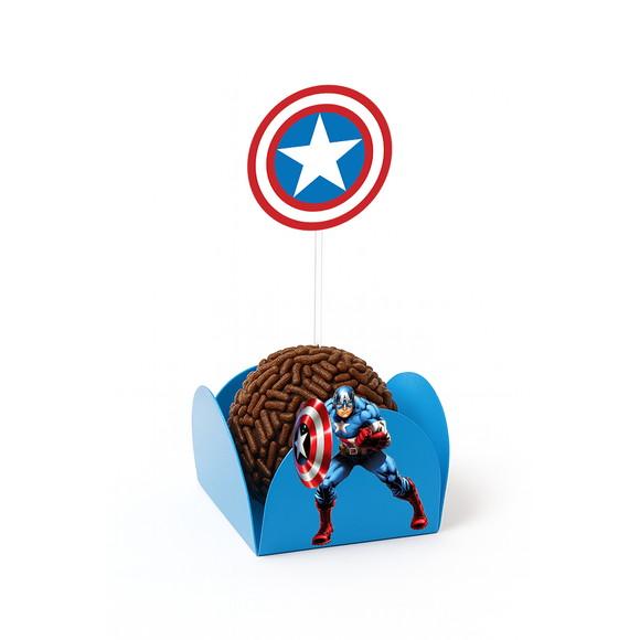 Kit Forminha + Topper para Docinhos Capitão America 50 Unid