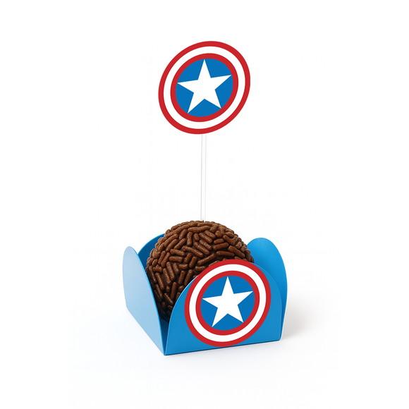 Kit Forminha + Topper para Docinhos Capitão America 50 Unid