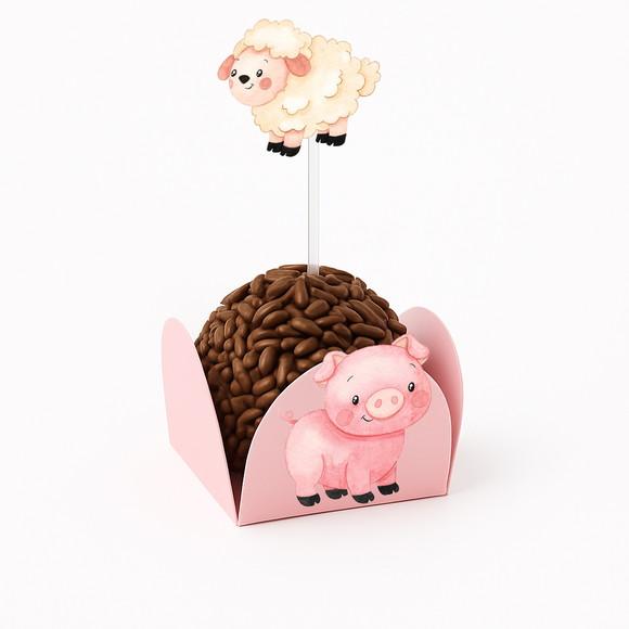 Kit Forminha + Topper para Docinhos Fazendinha 50 Unid