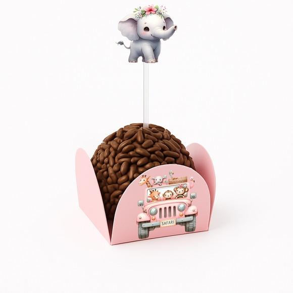 Kit Forminha + Topper para Docinhos Safari Rosa 50 Unid