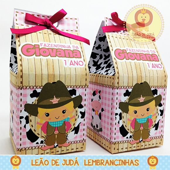 Lembrancinhas Caixa Milk Fazendinha Menina