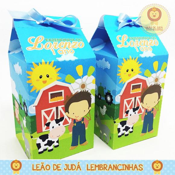 Lembrancinhas Caixinha Milk Fazendinha Menino