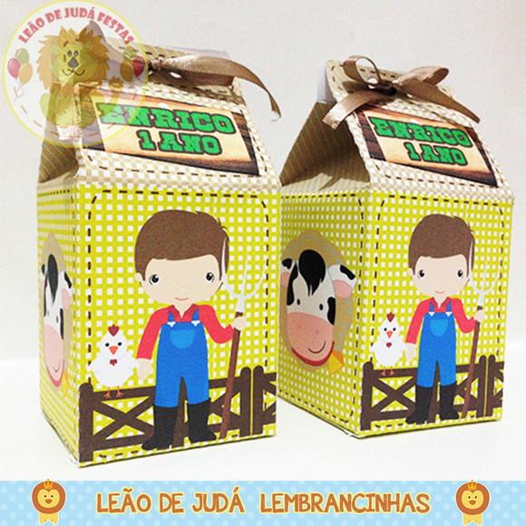 Lembrancinhas Caixinha Milk Fazendinha Menino