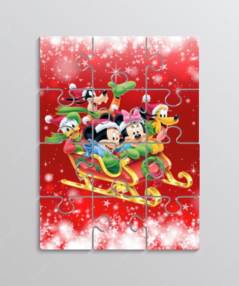 Quebra Cabeça Lembrancinha para Festa Tema Natal Mickey