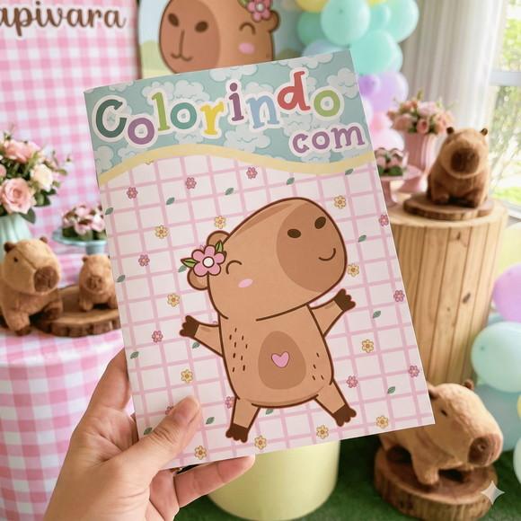 Revistinha para Colorir Capivara - Lembrancinha para Festa