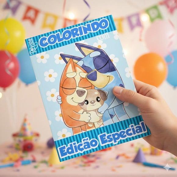 Revistinha para Colorir Bluey - Lembrancinha