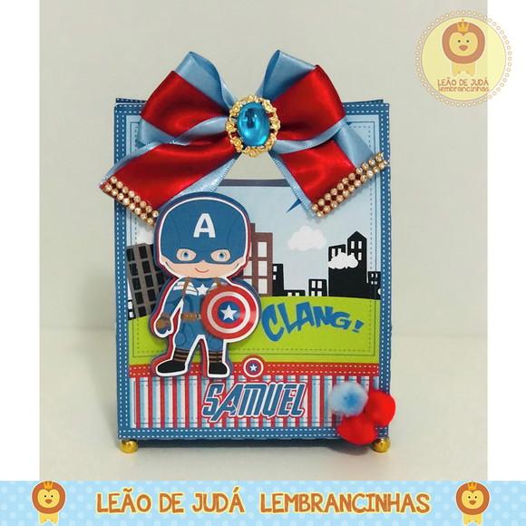 sacolinha para festa tema capitão america