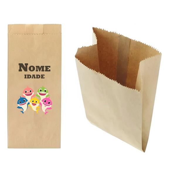 Saquinho de Kraft 13x25cm Tema Baby Shark