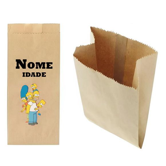 Saquinho de Kraft 13x25cm Tema os Simpsons