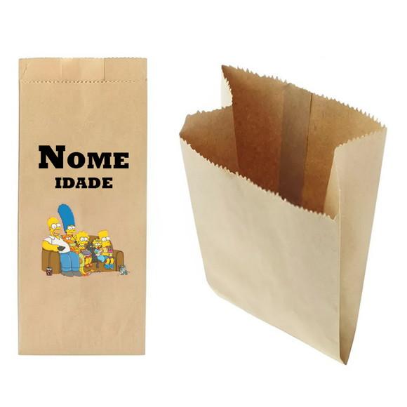 Saquinho de Kraft 13x25cm Tema os Simpsons
