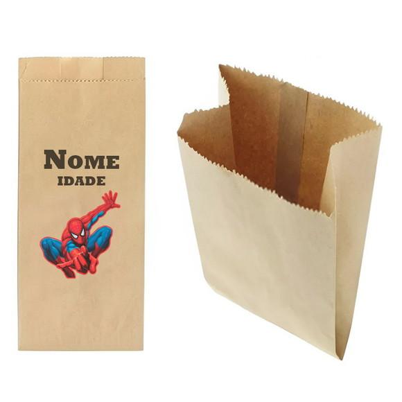 Saquinho de Kraft 13x25cm Tema Homem Aranha