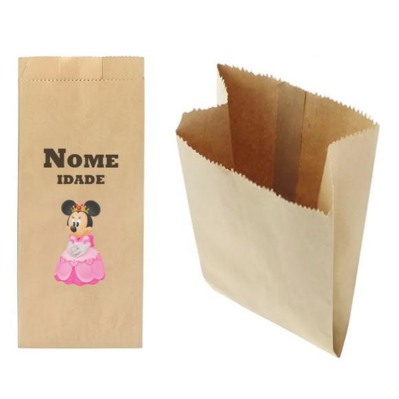 Saquinho de Kraft 13x25cm Tema Minnie Realeza