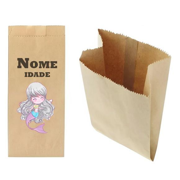 Saquinho de Kraft 13x25cm Tema Sereia