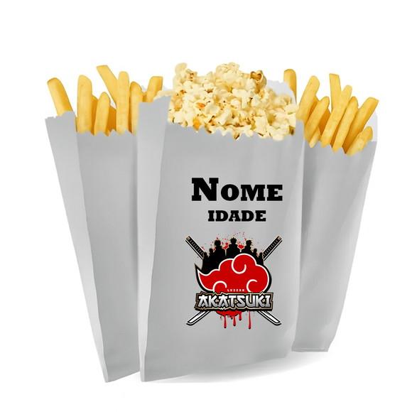 Saquinho de Pipoca e Batata Personalizado Tema Akatsuki