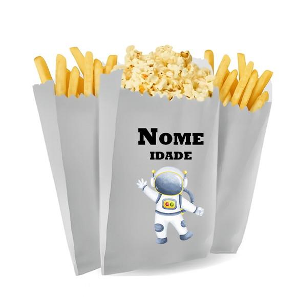Saquinho de Pipoca e Batata Personalizado Tema Astronauta