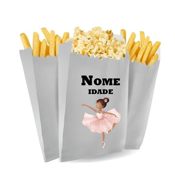 Saquinho de Pipoca e Batata Personalizado Tema Balé
