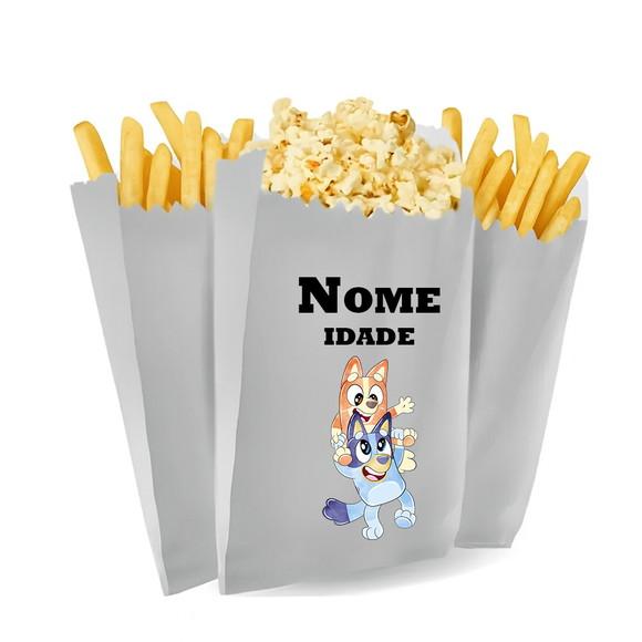 Saquinho de Pipoca e Batata Personalizado Tema Bluey