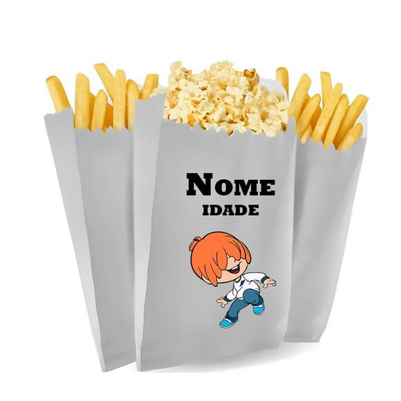 Saquinho de Pipoca e Batata Personalizado Tema Cleo e Cuquin