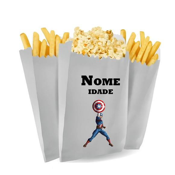 Saquinho de Pipoca e Batata Tema Capitão America
