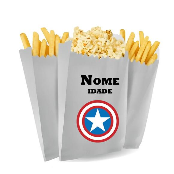 Saquinho de Pipoca e Batata Tema Capitão America