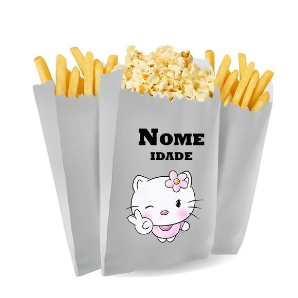 Saquinho de Pipoca e Batata Tema Hello Kitty