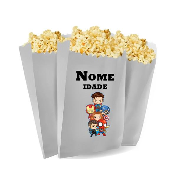 Saquinho de Pipoca Personalizado 13x7,5cm Avengers