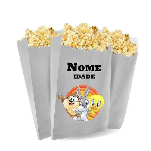 Saquinho de Pipoca Personalizado 13x7,5cm Looney Tunes