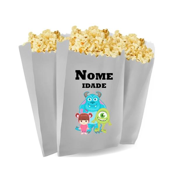 Saquinho de Pipoca Personalizado 13x7,5cm Monstros Sa
