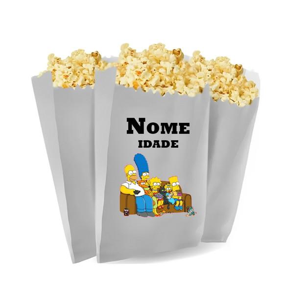 Saquinho de Pipoca Personalizado 13x7,5cm os Simpsons