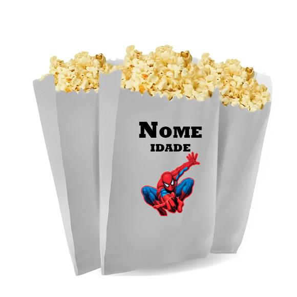 Saquinho de Pipoca Personalizado 13x7,5cm Tema Homem Aranha