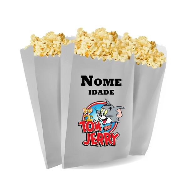 Saquinho de Pipoca Personalizado 13x7,5cm Tom e Jerry