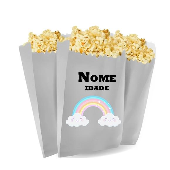 Saquinho de Pipoca Personalizado 13x7cm Arco Iris