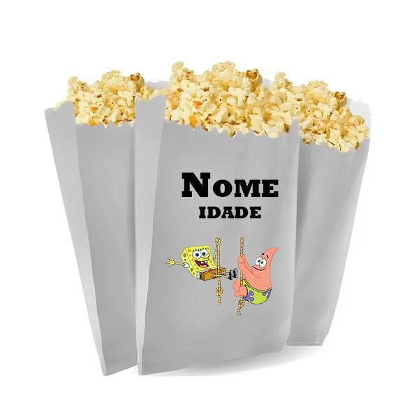 Saquinho de Pipoca Personalizado 13x7cm Bob Esponja