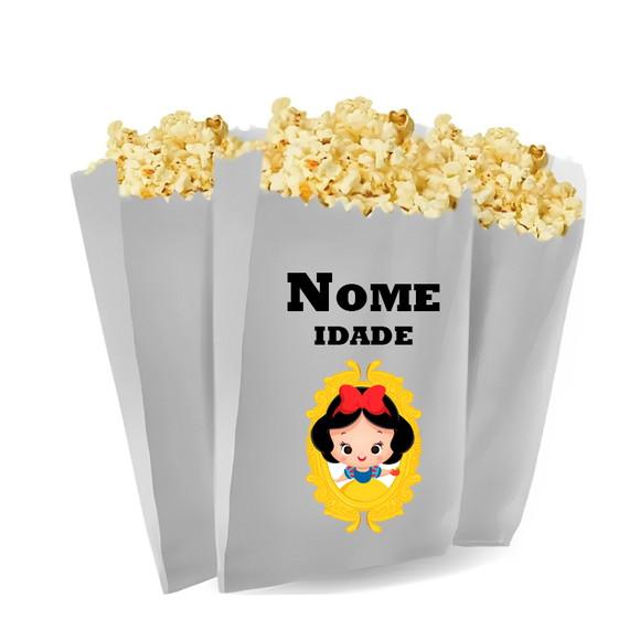 Saquinho de Pipoca Personalizado 13x7cm Branca de Neve