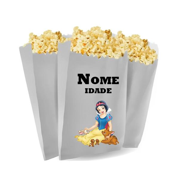 Saquinho de Pipoca Personalizado 13x7cm Branca de Neve
