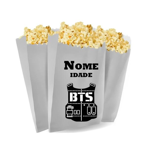Saquinho de Pipoca Personalizado 13x7cm Bts
