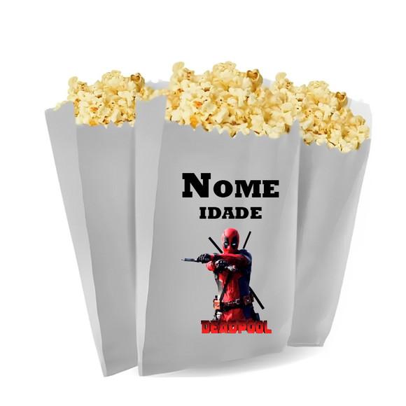 Saquinho de Pipoca Personalizado 13x7cm Deadpool