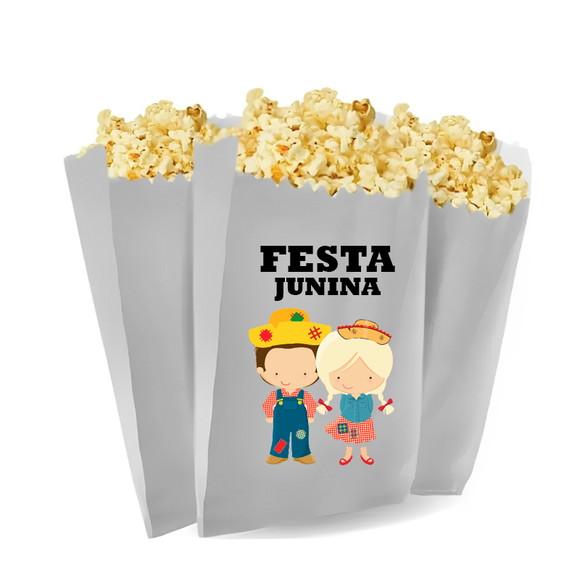 Saquinho de Pipoca Personalizado 13x7cm Festa Junina