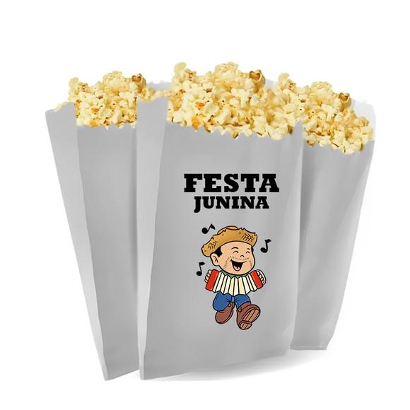 Saquinho de Pipoca Personalizado 13x7cm Festa Junina