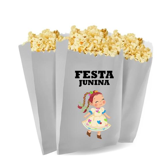 Saquinho de Pipoca Personalizado 13x7cm Festa Junina