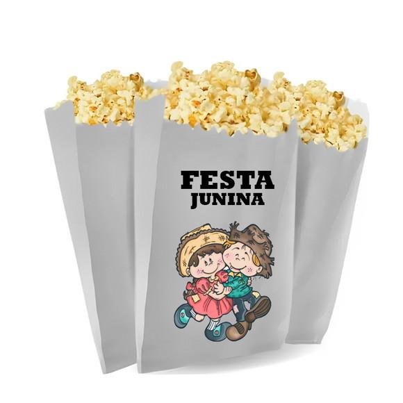 Saquinho de Pipoca Personalizado 13x7cm Festa Junina