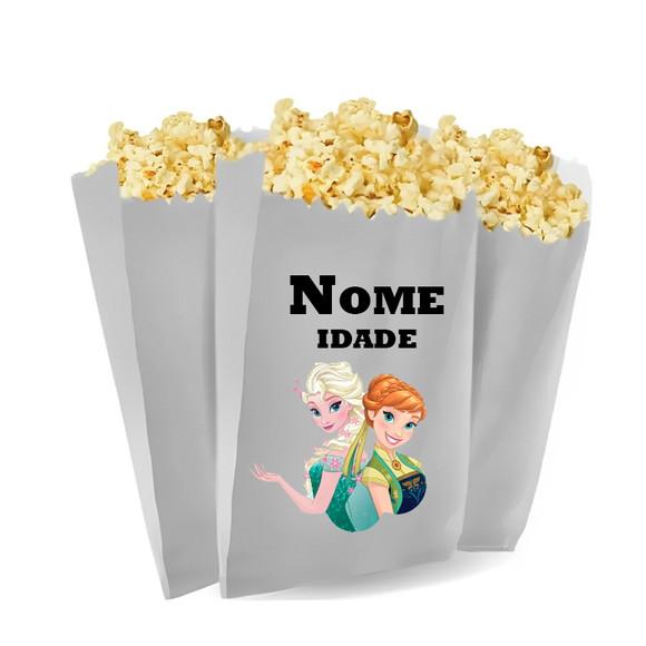 Saquinho de Pipoca Personalizado 13x7cm Frozen Fever