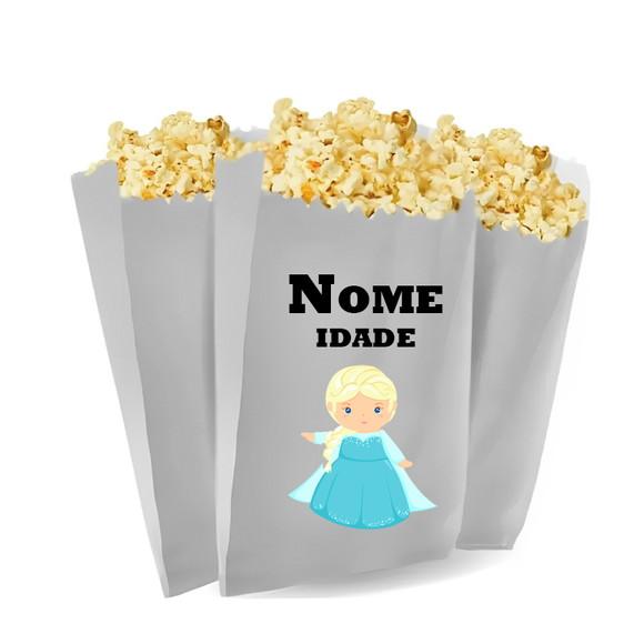 Saquinho de Pipoca Personalizado 13x7cm Frozen Cute