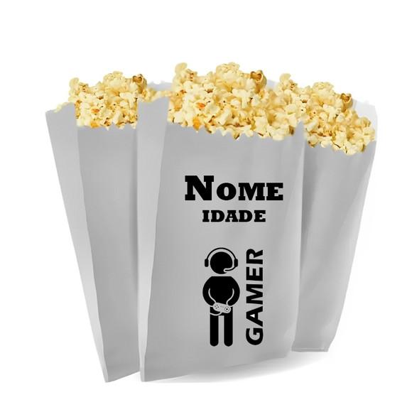 Saquinho de Pipoca Personalizado 13x7cm Gamer